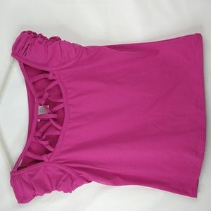 Platinum Design Pink Cutout Top Size: L
